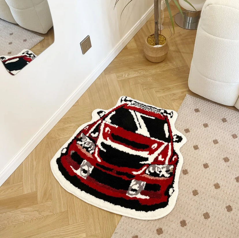 Sports Red Car Rug