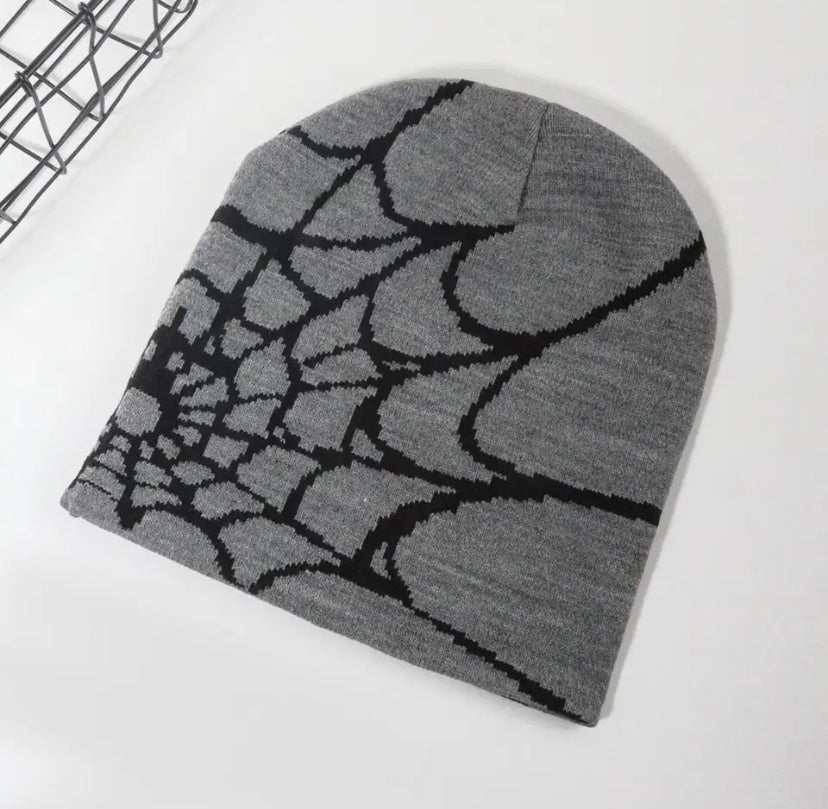 Spiderweb Beanie Black and Grey