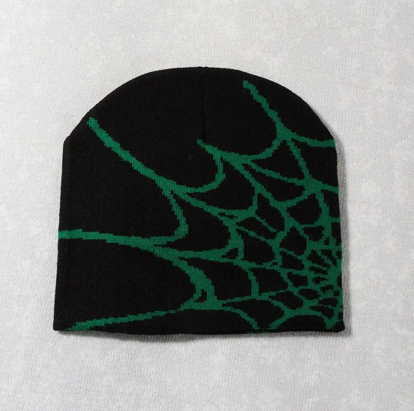 Spiderweb Beanie Green and Black