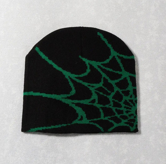 Spiderweb Beanie Green and Black