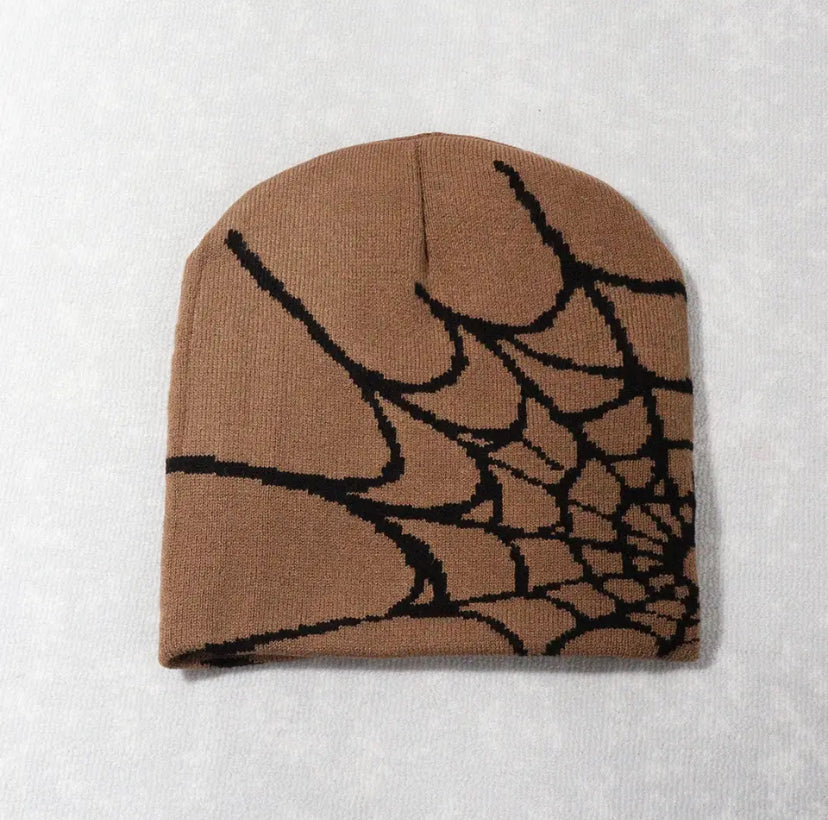 Spiderweb Beanie Black and Brown