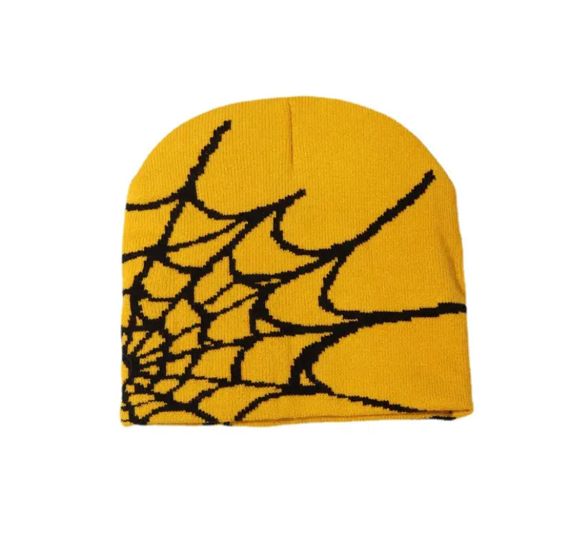 Spiderweb Beanie Black and Yellow